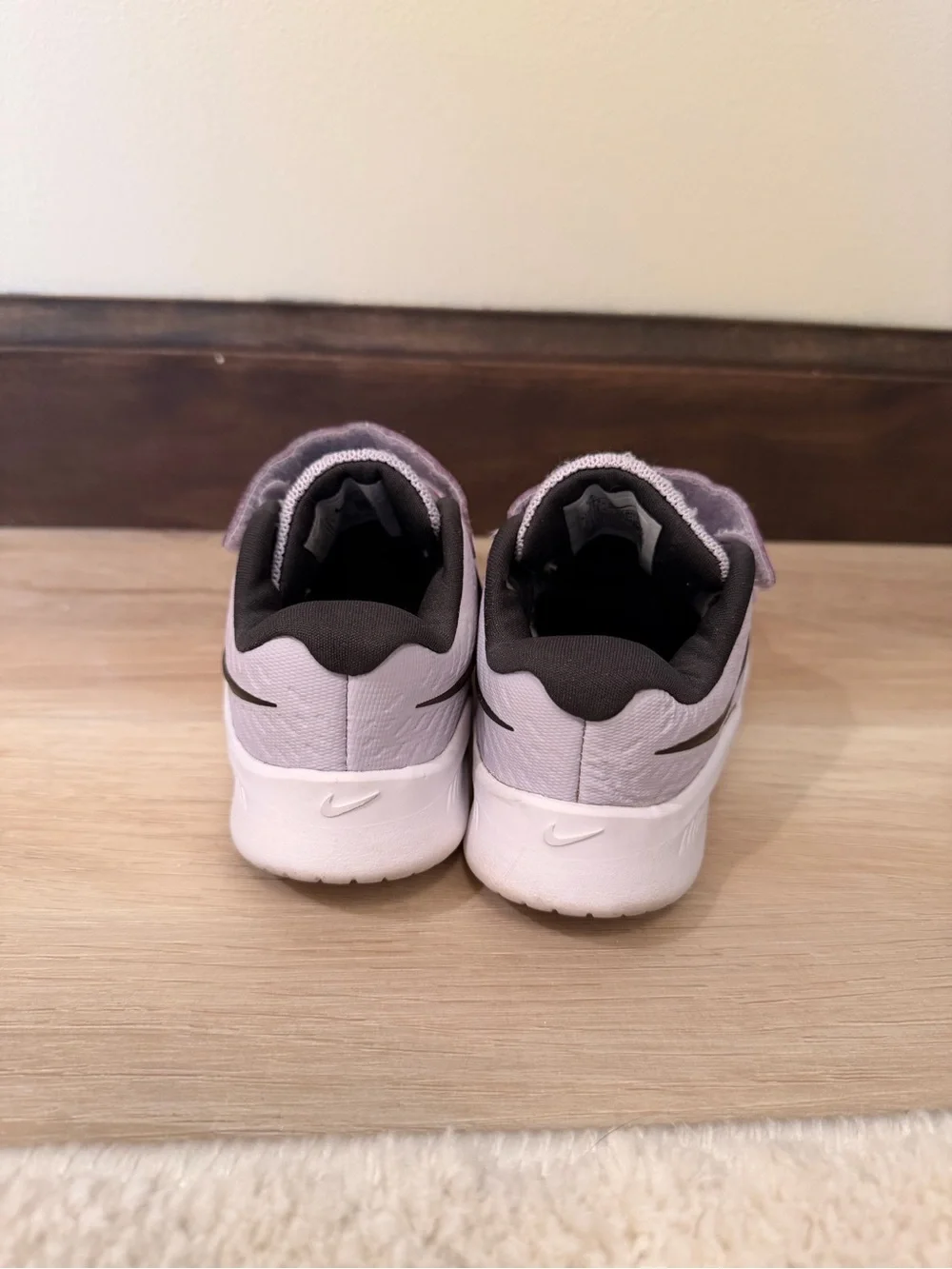 Nike Kids' Lavender Velcro Sneakers with Black Swoosh